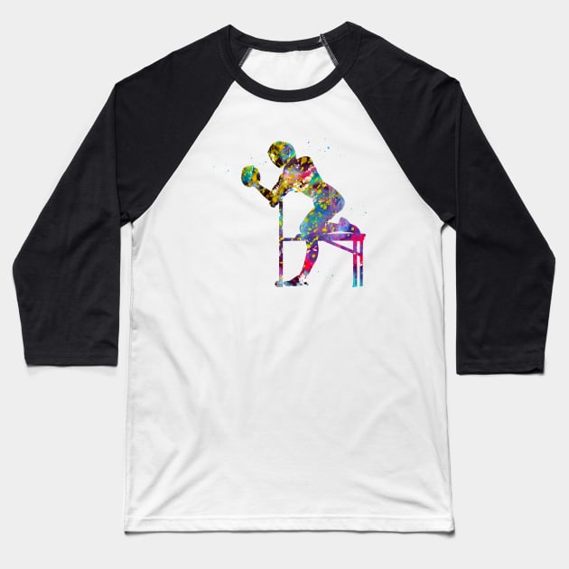 Female Bodybuilder Baseball T-Shirt by erzebeth